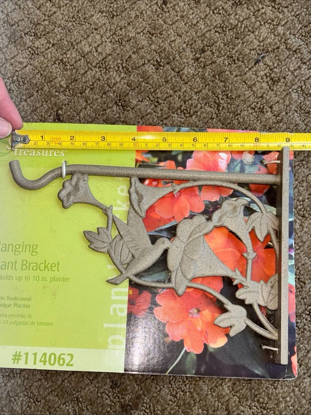 Vintage Brown Hummingbird Hanging Plant Bracket new cast aluminum